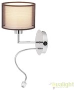 Aplica de perete cu reader LED design modern, finisaj crom/ maro, Anastasia 2629 RX