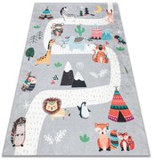 BAMBINO 2160 covor lavabil Sat indian, animale pentru copii anti-alunecare gri - SECUNDAR-COTATI PRODUSUL