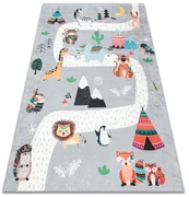 BAMBINO 2160 covor lavabil Sat indian, animale pentru copii anti-alunecare gri - SECUNDAR-COTATI PRODUSUL