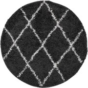 vidaXL Covor pufos "PAMPLONA" fire înalte negru/crem modern Ø 80 cm