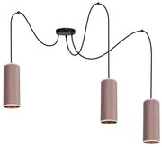 Lustr AVALO 3xE27/60W/230V cablu roz/miediu