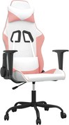 vidaXL Scaun de jocuri, alb și roz, piele ecologică