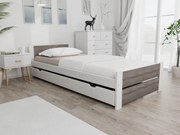 Pat de o persoana stejar alb/trufa, IKAROS DOUBLE 90 x 200 cm Saltele: Cu saltele Deluxe 10 cm, Somiera pat: Cu lamele drepte