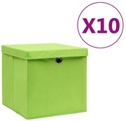 vidaXL Cutii depozitare cu capace, 10 buc., verde, 28x28x28 cm