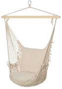 Outsunny Hamac Shabby Chic din Franghie pentru Interior și Exterior, Design Elegant, Alb, Perfect pentru Relaxare | Aosom Romania