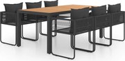 vidaXL Set mobilier de grădină, 7 piese, negru și maro, ratan PVC