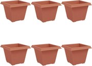 vidaXL Vază pătrată pentru flori 6 pcs Roșu cărămidă 38 x 38 x 30 cm