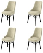 Set de scaune de sufragerie Pare Cream and Black,4 buc., 4 buc