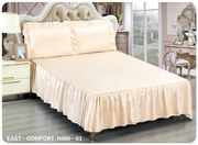 Husa Pat din Satin cu Volanase + 2 Fete de Perna, Crem