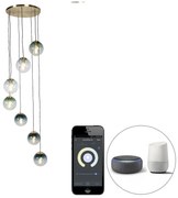 Lampă suspendată inteligentă din alamă cu 7 lumini, inclusiv Wi-Fi ST64 - Pallon