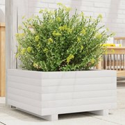 vidaXL Jardinieră de grădină, alb, 50x50x26,5 cm, lemn masiv de pin