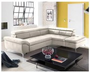 Canapea colțar extensibilă din piele SALERNO II, dreapta, bej