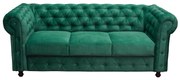 Canapea CHESTERFIELD extensibila, 3 locuri, cu arcuri, verde, 205x90x80 cm