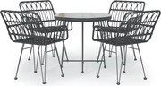 vidaXL Set mobilier de grădină, 5 piese, negru, poliratan