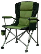 Scaun de pescuit Leziter Comfort Plus cu cotieră și suport pentru pahare verde