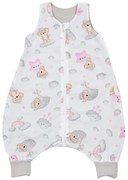 Sac de dormit de vara cu picioare 6-18 luni Kidizi Koala Dreams Pink 0.5 tog, mansete transformabile in soseta