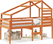 vidaXL Pat înalt de dormitor, maro ceruit, 90x190cm, lemn masiv de pin