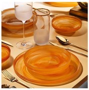 Set de masă 18 piese portocaliu/sticlă