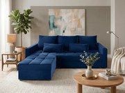 OFERTA Canapea de colt extensibila albastru inchis ZENOVA 220x140 cm, reversibila calitate II