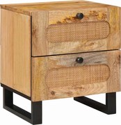 vidaXL Dulap de noapte natural 40 x 33 x 46 cm Lemn de mango solid