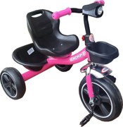 Tricicleta cu pedale NOVOKIDS™ Falcon Trike, Cu melodii si lumini, Max 30 kg, Roti din spuma cauciucata EVA, Cadru metalic, Model motocicleta, Roz