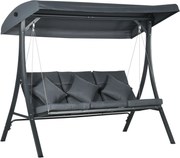 Outsunny Balansoar pentru Exterior de Grădină cu 3 Locuri și Acoperiș Reglabil, Perne Decorative, 202x115x168 cm, Gri | Aosom Romania