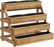Outsunny Strat de Grădină Înălțat pe 4 Niveluri și Orificii de Drenaj, 75x57x60,5 cm, Lemn Natural | Aosom Romania