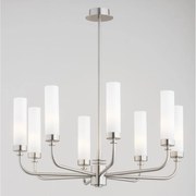 Candelabru 8 brate, otel nickel, sticla alb mat PRESTON 5083