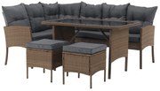 Set mobilier de grădină din ratan RANDA (natural + gri deschis) (pentru 8 și mai multe persoane). 1091735