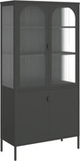 vidaXL Dulap înalt, negru, 90x40x180 cm, sticlă și oțel