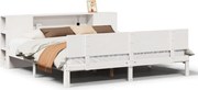 vidaXL Pat cu bibliotecă fără saltea, alb, 200x200 cm, lemn masiv pin