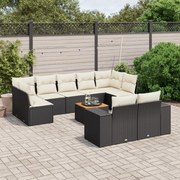 vidaXL Set canapele de grădină cu perne, 10 piese, negru, poliratan