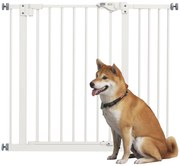 PawHut Barieră de siguranță animale ușă închidere automată sistem de dublă blocare fără găuri 1 extensie albă | Aosom Romania