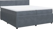vidaXL Pat box spring cu saltea, gri închis, 200x200 cm, catifea
