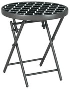 Outsunny Masa de gradina Masa pliabila de gradina, rotunda, rezistenta la intemperii, pliabila, Ø45 x 50 cm, Negru | Aosom Romania