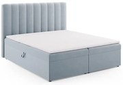 Pat boxspring albastru deschis cu spațiu de depozitare 180x200 cm Gina – Milo Casa