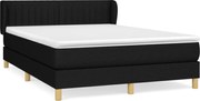 vidaXL Pat box spring cu saltea, negru, 140x190 cm, textil