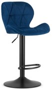 Scaun de bar albastru WEST VELVET cu picior negru