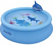 Piscină gonflabilă 3D Shark cu pulverizator 190 x 47 cm