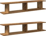 vidaXL Rafturi perete 2 buc., lemn vechi, 105x18x20 cm, lemn prelucrat
