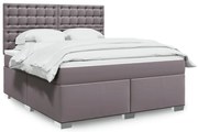 vidaXL Pat box spring cu saltea, gri, 180x200 cm, piele ecologică