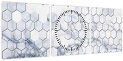 Tablou - Hexagoane marmură (cu ceas) (90x30 cm)