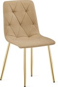 Scaun Bucatarie/Dining Fido ,Picioare Aurii, Textil Maro