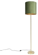 Lampă de podea botanică din alamă cu abajur verde 40 cm - Simplo