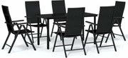 vidaXL Set de servit masa pentru grădină, 7 piese, negru