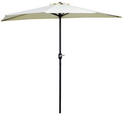Outsunny Umbrelă Semicirculară de Perete cu Manivelă și 5 Spițe, 2.6x1.35x2.3 m, Bej | Aosom Romania