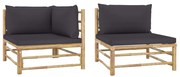 vidaXL Set mobilier de grădină cu perne gri închis, 2 piese, bambus