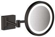 Oglinda cosmetica 3X, Hansgrohe AddStoris, cu brat, iluminare LED, negru mat, 41790670