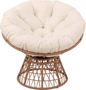 Scaun din ratan PE, rotativ 360 grade, perna Bej– Relaxare premium pentru grădina ta