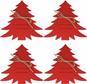 Husă pentru tacâmuri X-Mas Tree roșie, set de 4bucăți